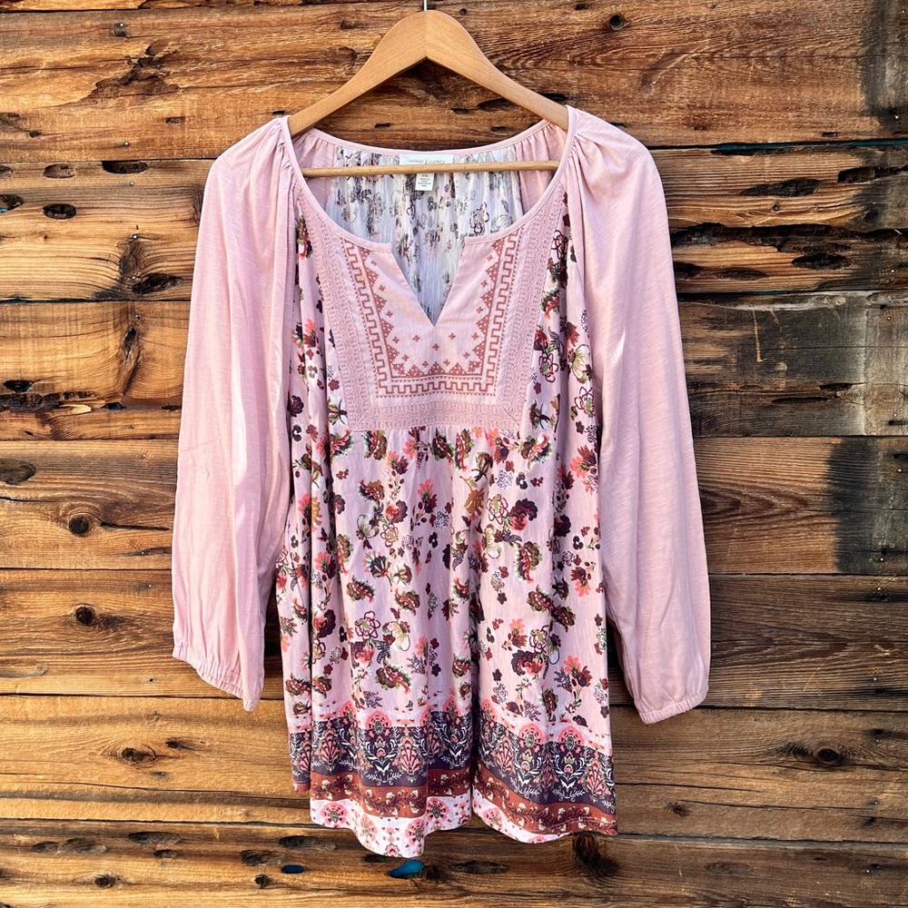 VINTAGE AMERICA | Floral Pink Women's Top XXL
